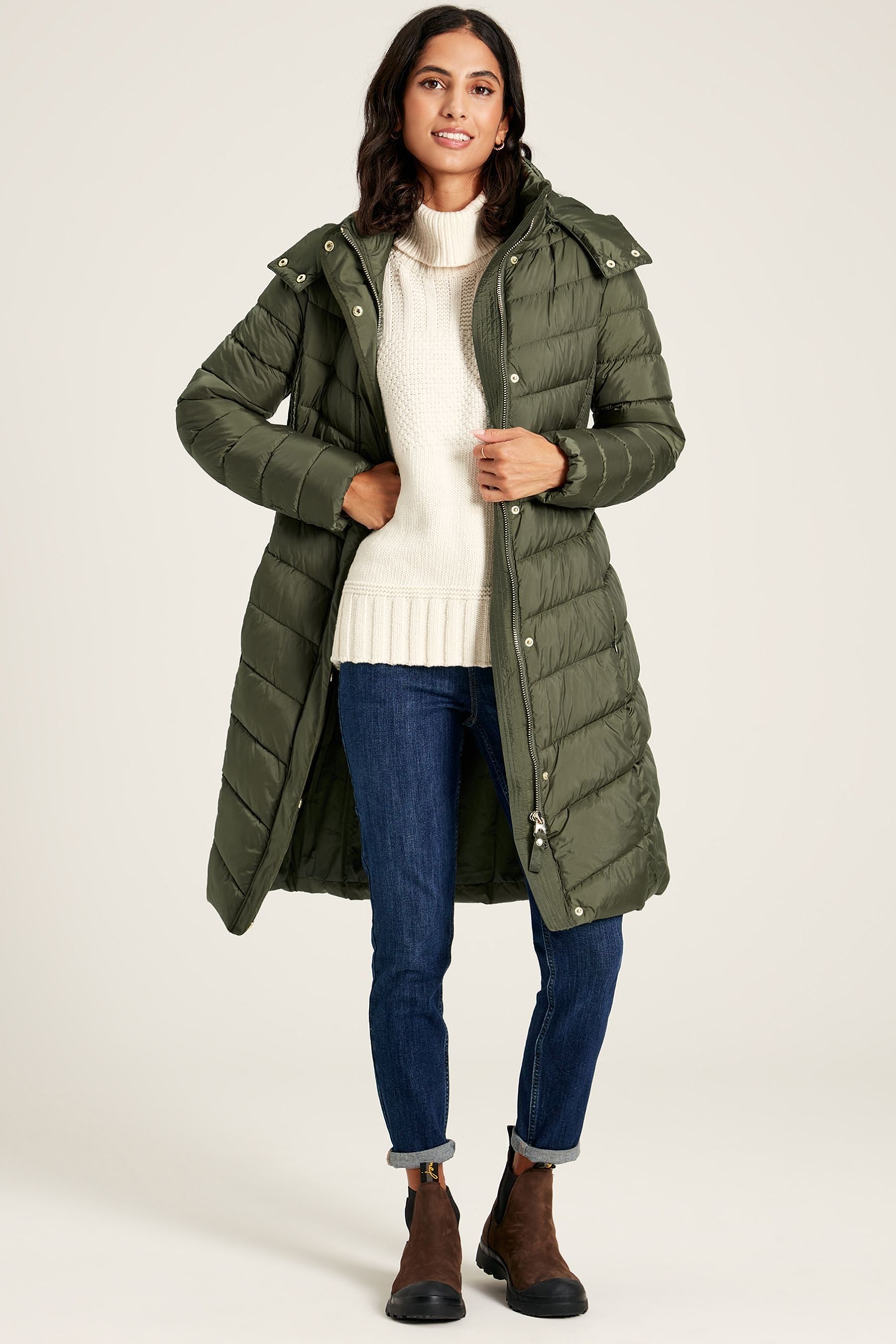 Joules khaki store floral parka