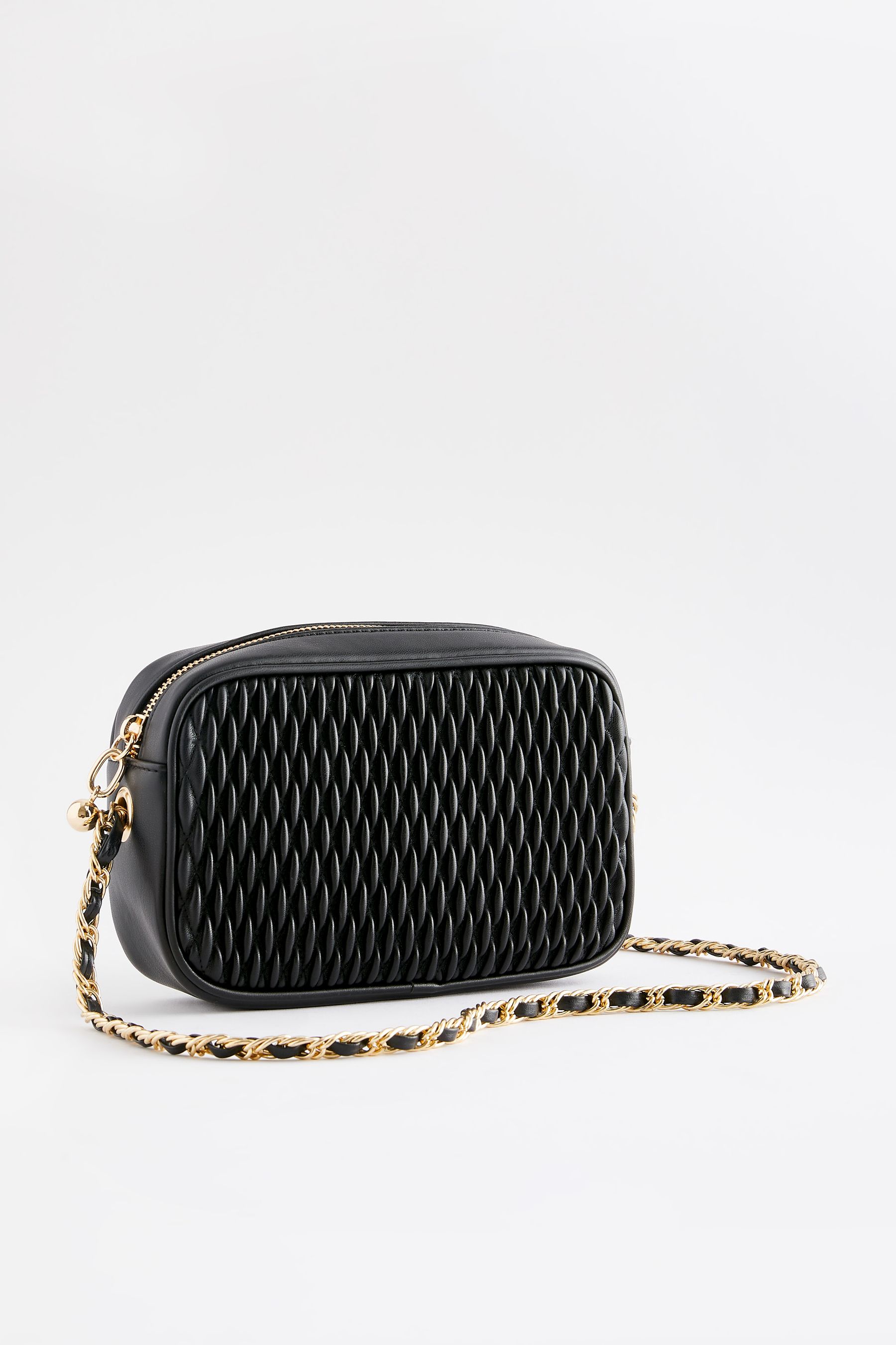 Black quilted clearance camera bag
