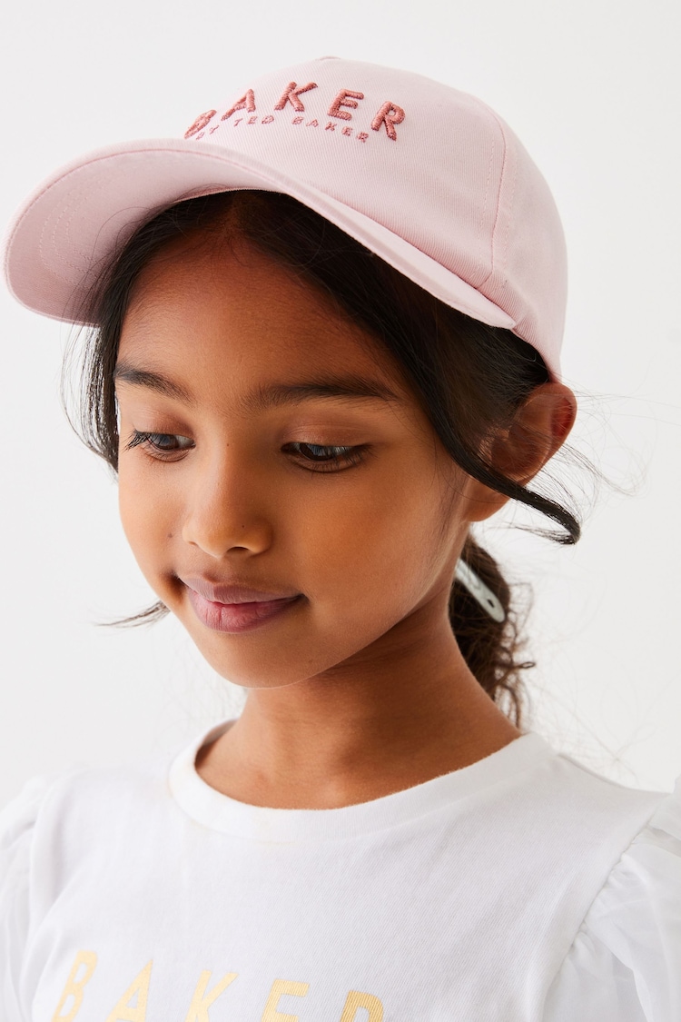 Baker by Ted Baker Girls Pink Twill Baseball Cap - Image 5 of 5