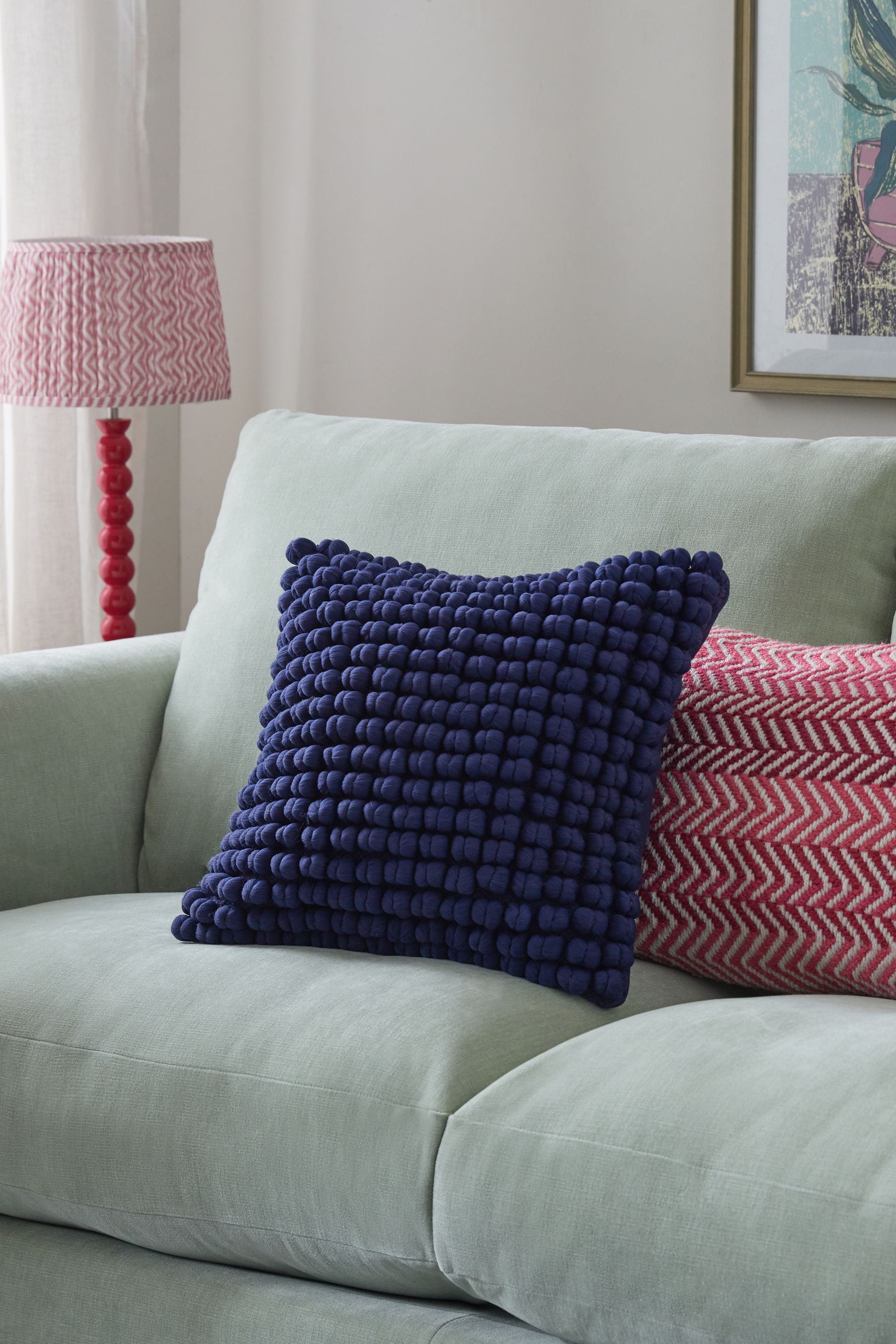 Buy Navy 43 x 43cm Global Bobble Cushion from Next Luxembourg