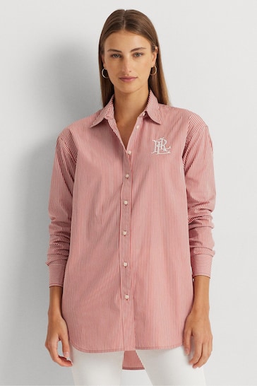 Lauren Ralph Lauren Kotta Striped Cotton Broadcloth Shirt