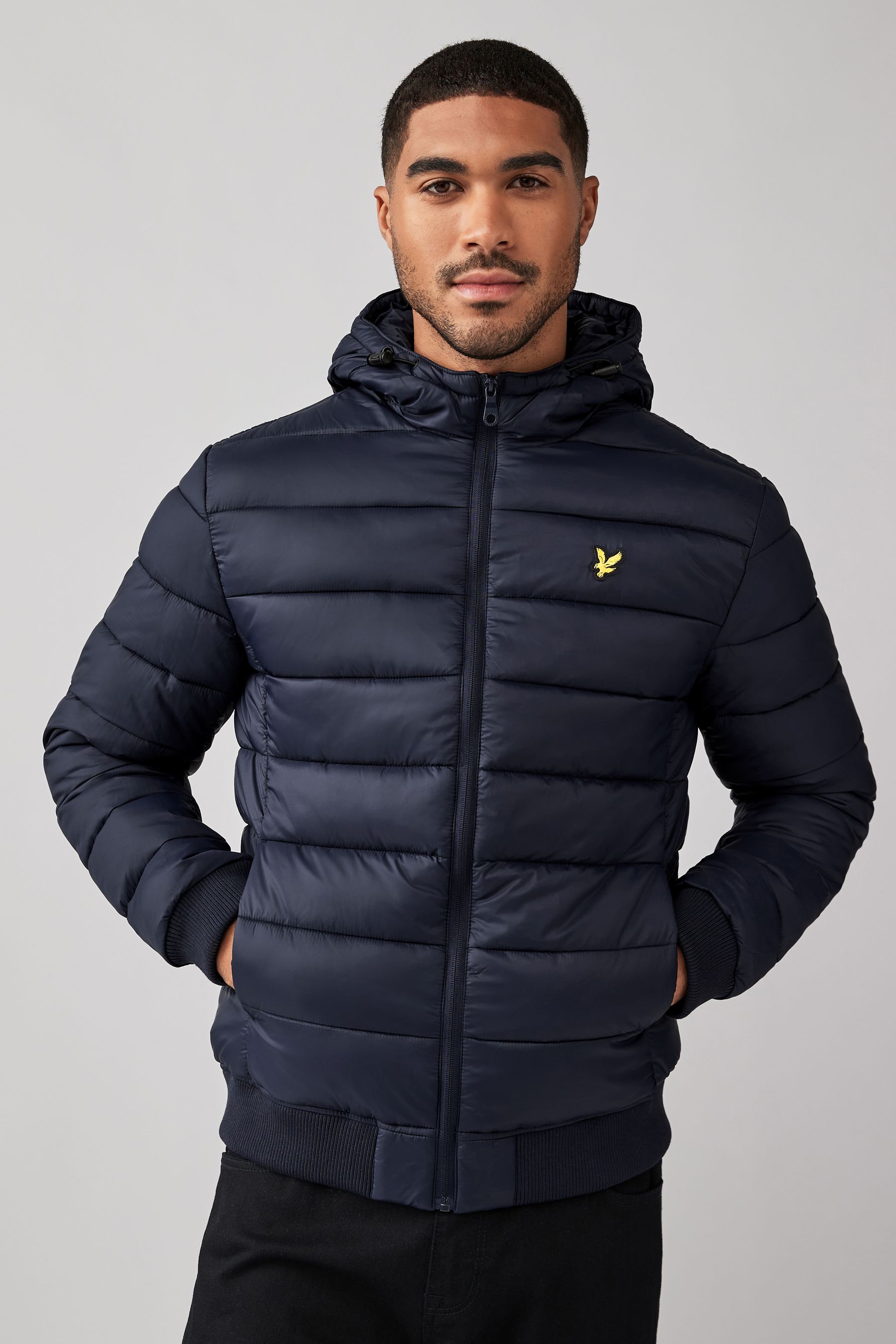 Lyle and scott navy puffer jacket sale