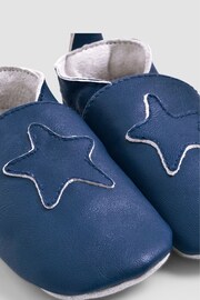 JoJo Maman Bébé Navy Star Leather Baby Booties - Image 2 of 2