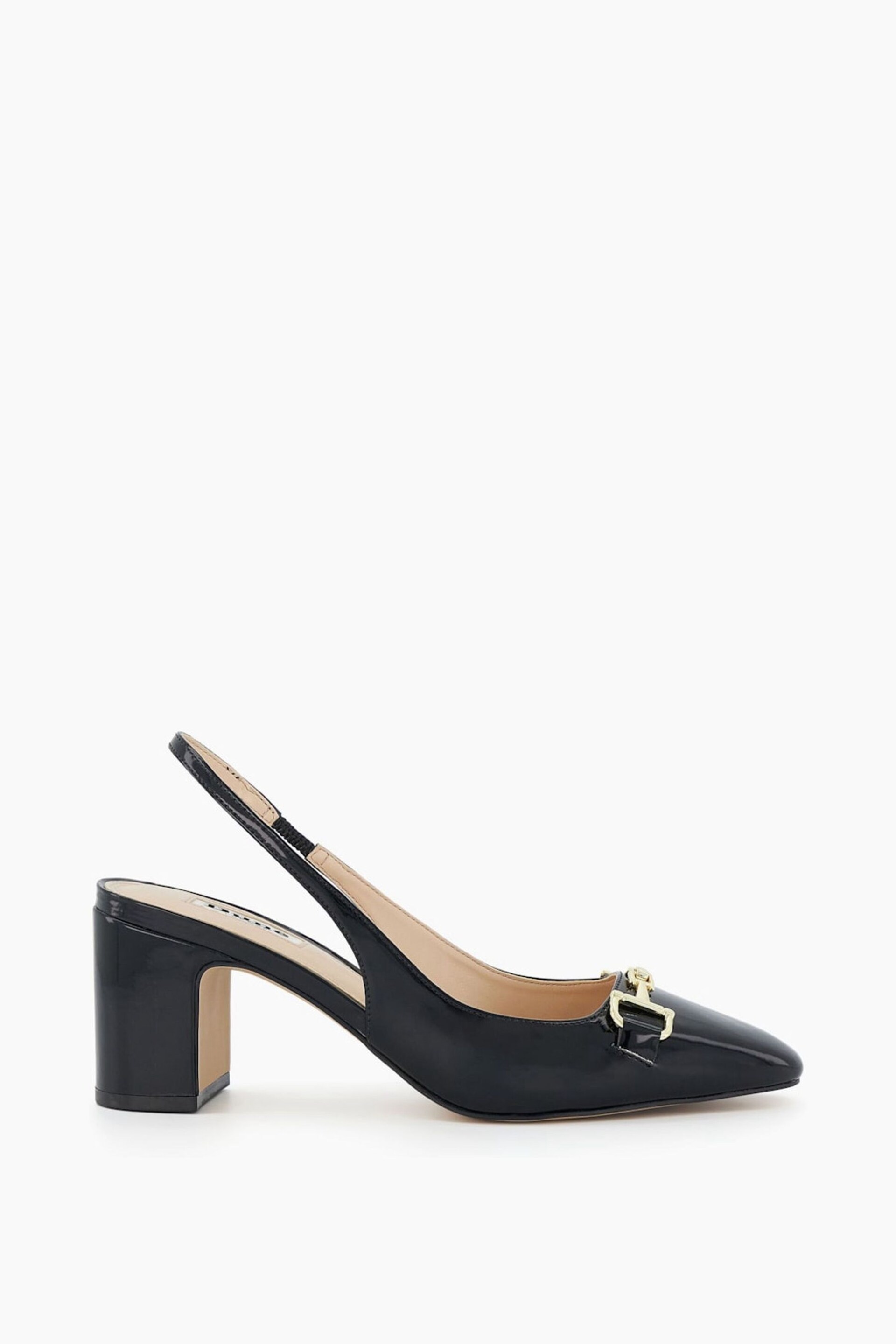 Dune London Black Detailed Block Heel Snaffle Slingback Sandals - Image 1 of 6