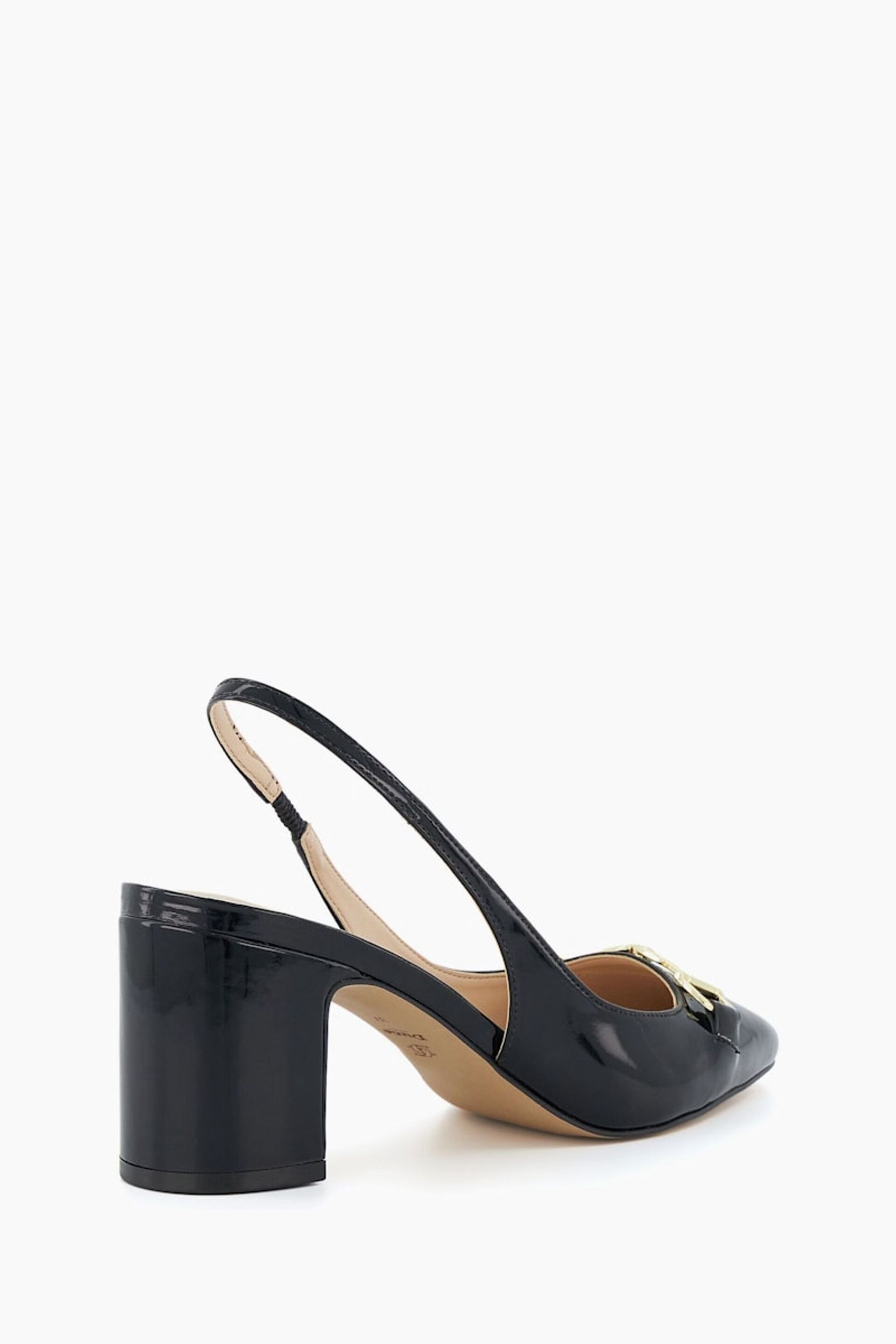 Dune London Black Detailed Block Heel Snaffle Slingback Sandals - Image 4 of 6