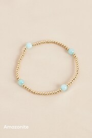 Gold/Silver Plated Sterling Silver Semi Precious Stone Beaded Stretch Bracelet - Image 5 of 9