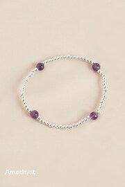 Gold/Silver Plated Sterling Silver Semi Precious Stone Beaded Stretch Bracelet - Image 6 of 9