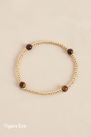 Gold/Silver Plated Sterling Silver Semi Precious Stone Beaded Stretch Bracelet - Image 8 of 9