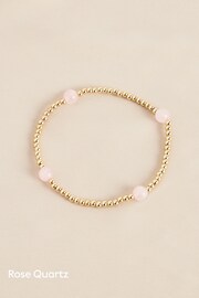 Gold/Silver Plated Sterling Silver Semi Precious Stone Beaded Stretch Bracelet - Image 9 of 9