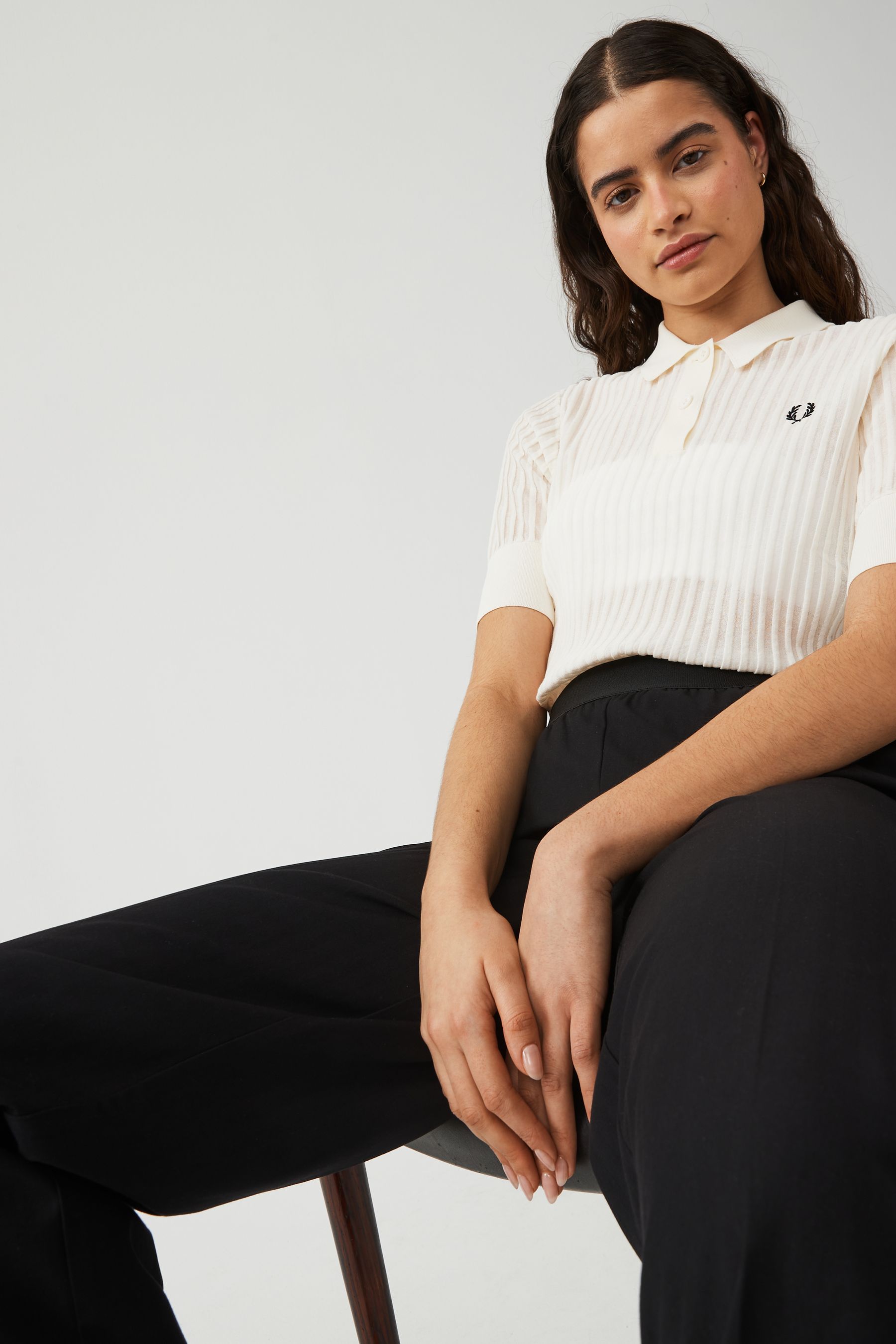 Womens white fred perry polo shirt top