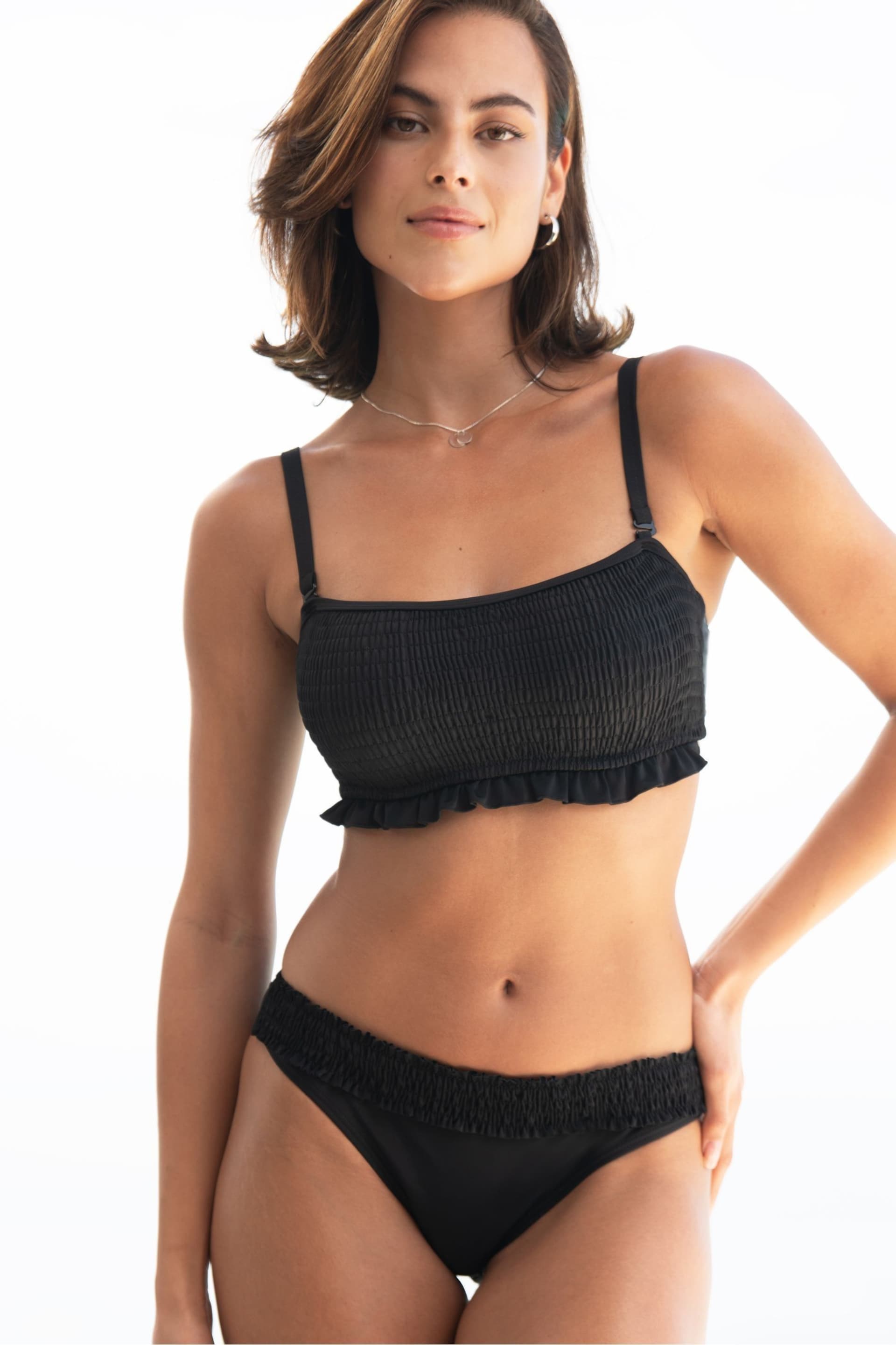 Pour Moi Black Free Spirit Strapless Shirred Bandeau Underwired Top - Image 4 of 6