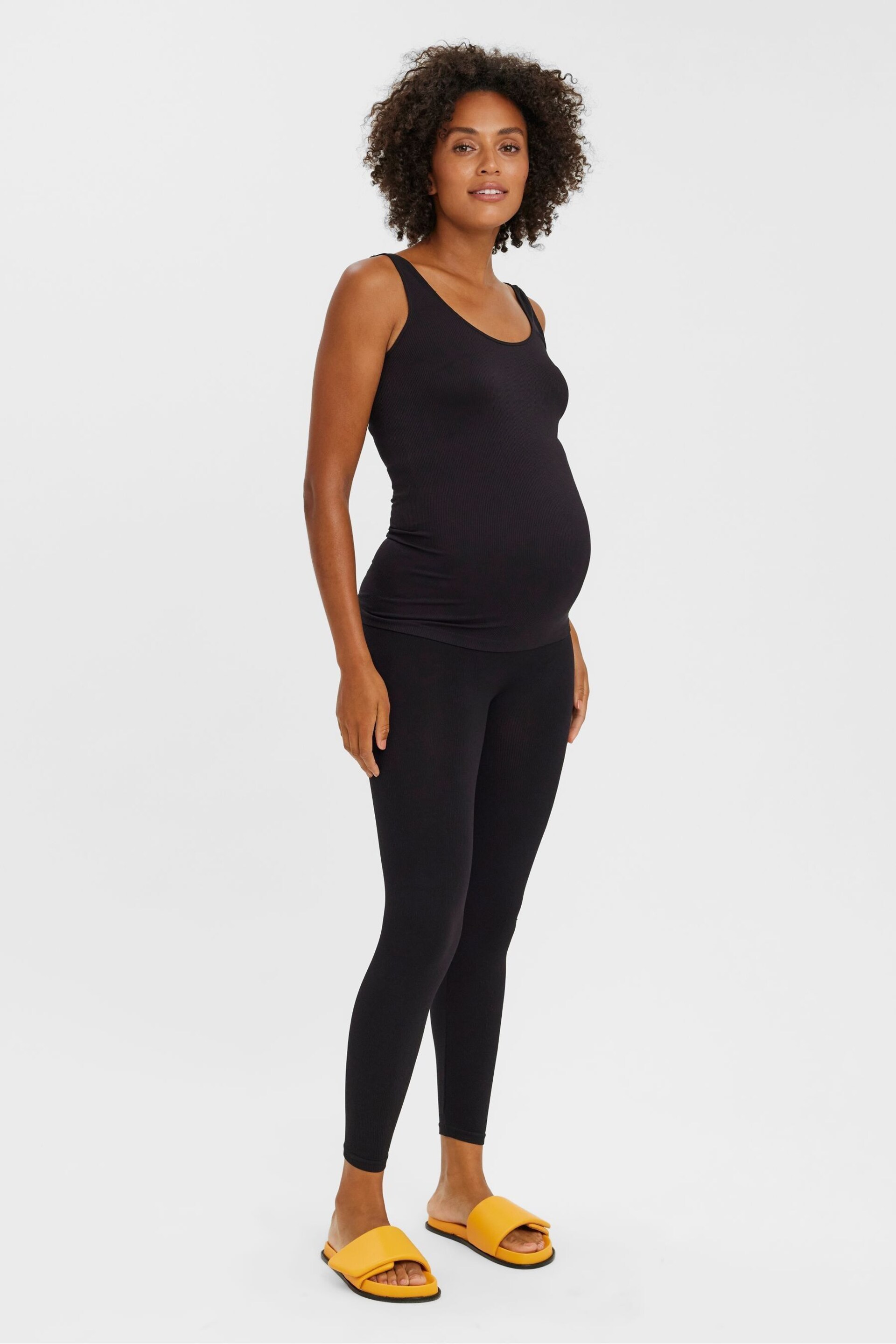 VERO MODA Black Maternity Ribbed Over The Bump Comfort Leggings - Image 1 of 4