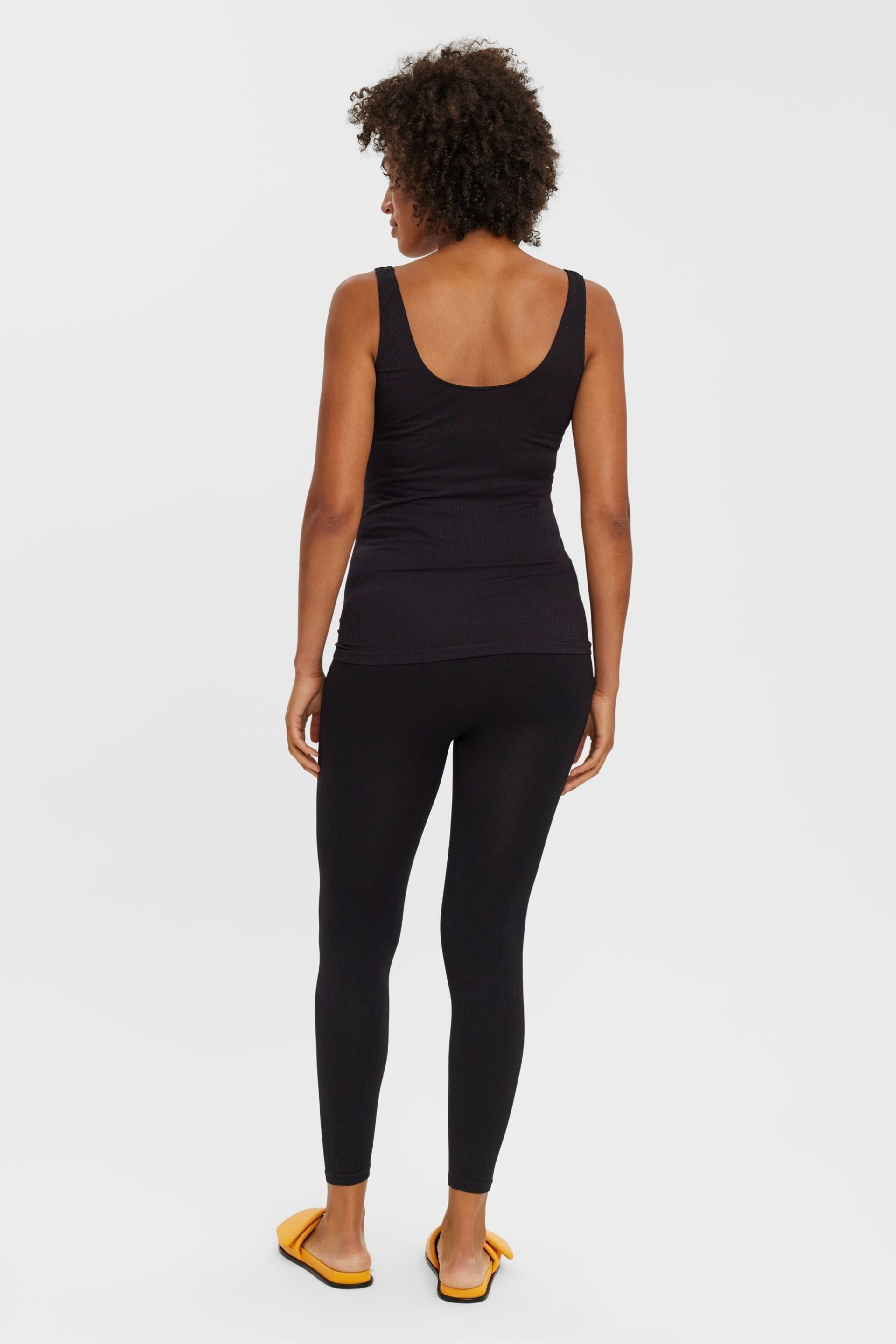 VERO MODA Black Maternity Ribbed Over The Bump Comfort Leggings - Image 2 of 4