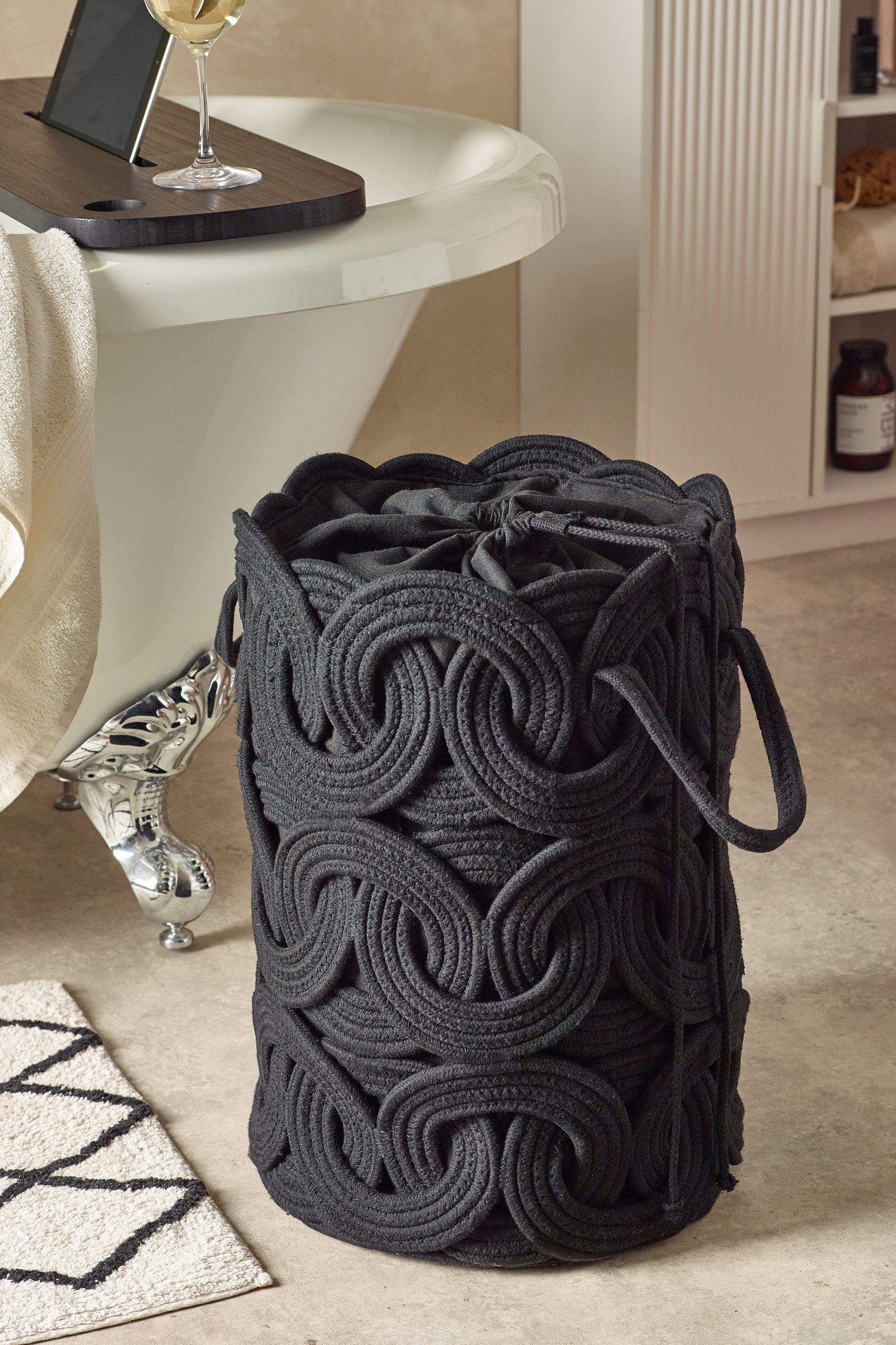 Buy Black Rope Storage Laundry Bag Basket from the Next UK online shop