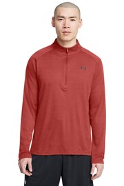 Under Armour Orange Tech Textured 1/2 Zip Sweat Top - Image 1 of 4