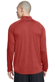 Under Armour Orange Tech Textured 1/2 Zip Sweat Top - Image 2 of 4