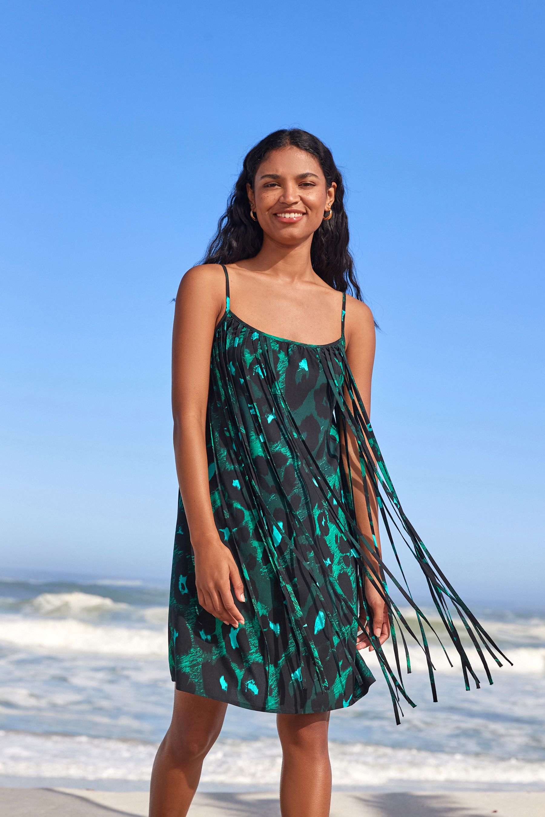 Fringe slip dress outlet