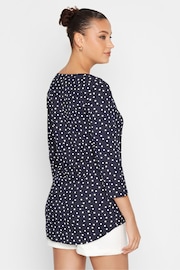 Long Tall Sally Blue Polka Dot Henley 100% Cotton Top - Image 3 of 4