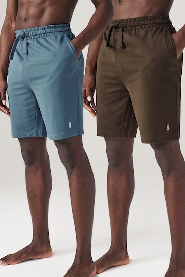Blue/Brown Lightweight Jogger Shorts 2 Pack