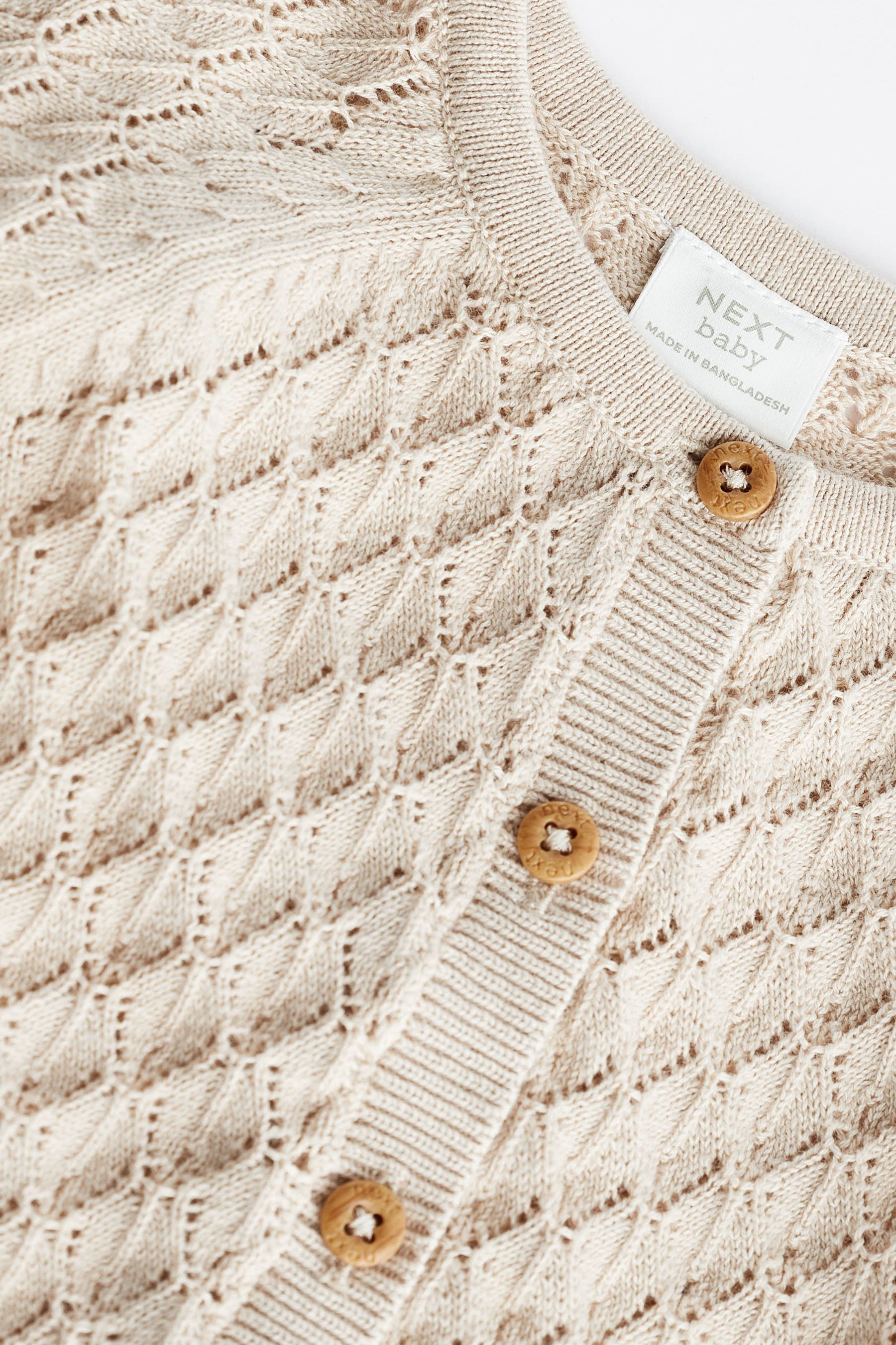 Buy Neutral Baby Pointelle 100 Cotton Knitted Cardigan 0mths 2yrs from the Next UK online shop