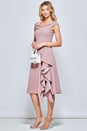 Jolie Moi Pink Skylar Off Shoulder Ruffle Hem Dress - Image 3 of 5