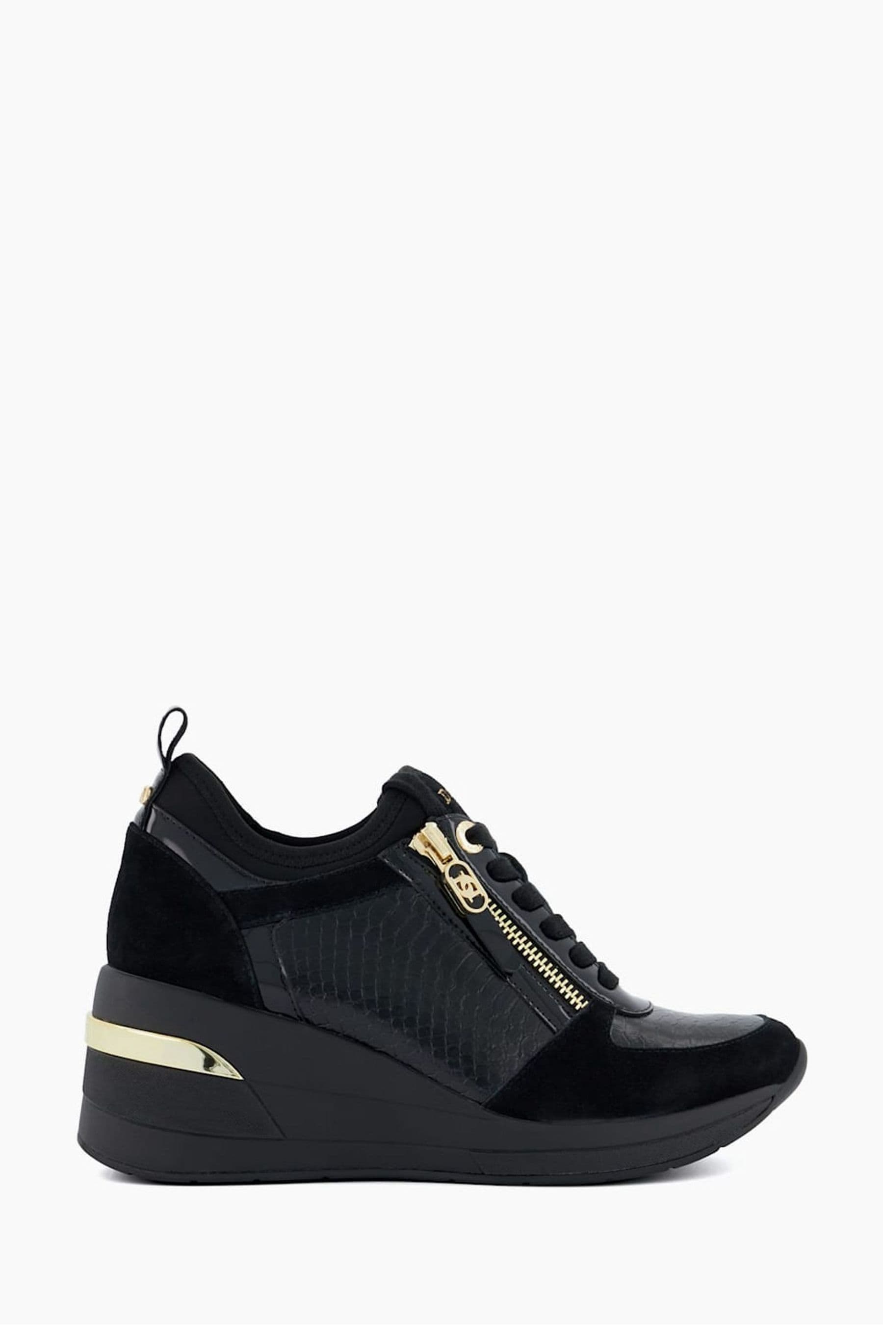 Buy Dune London Black Side Zip Eiline Wedge Trainers from Next Luxembourg