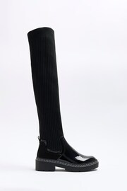 River Island Black Knit High Leg Boots - Image 1 of 5