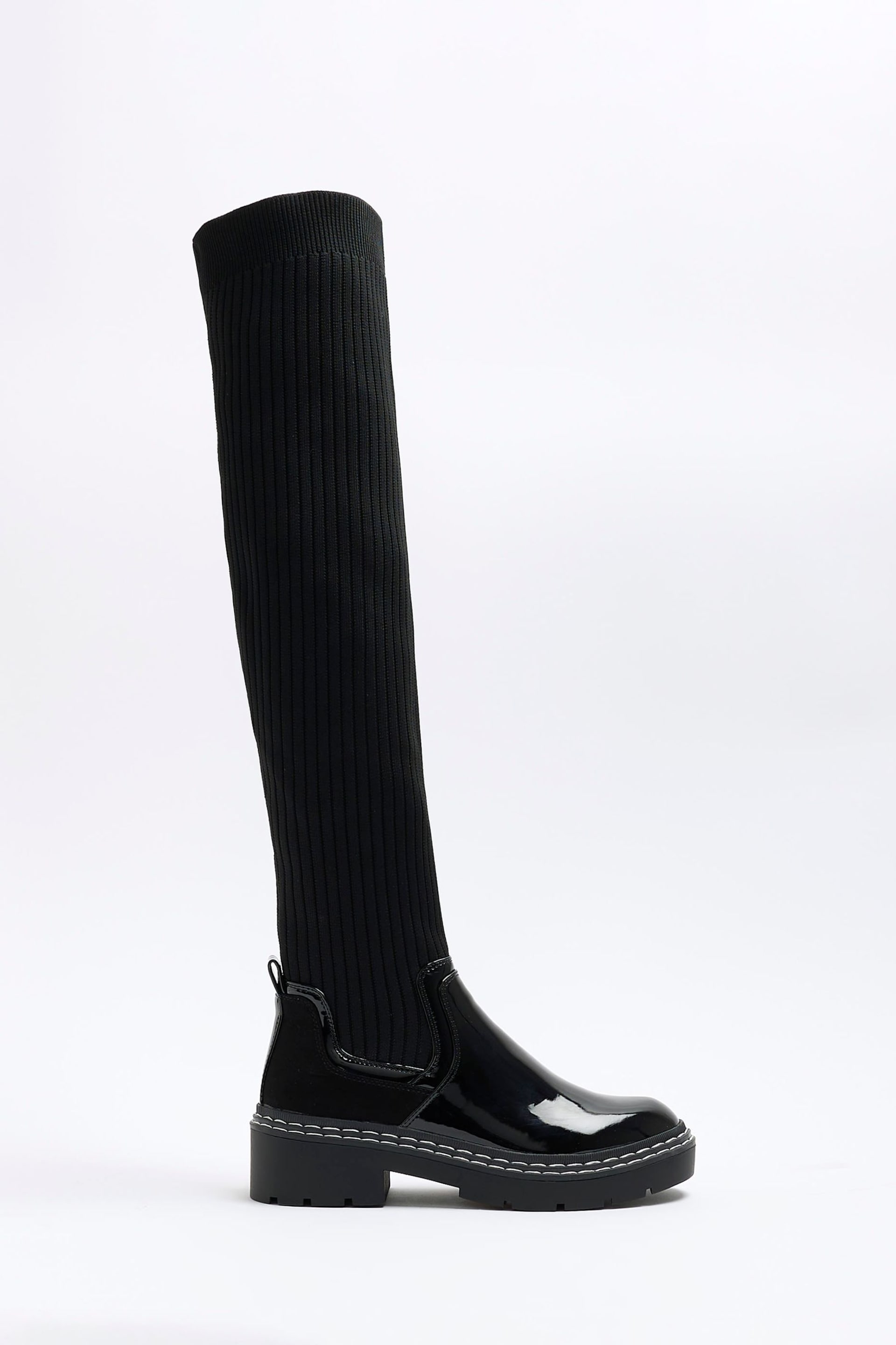 River Island Black Knit High Leg Boots - Image 2 of 5