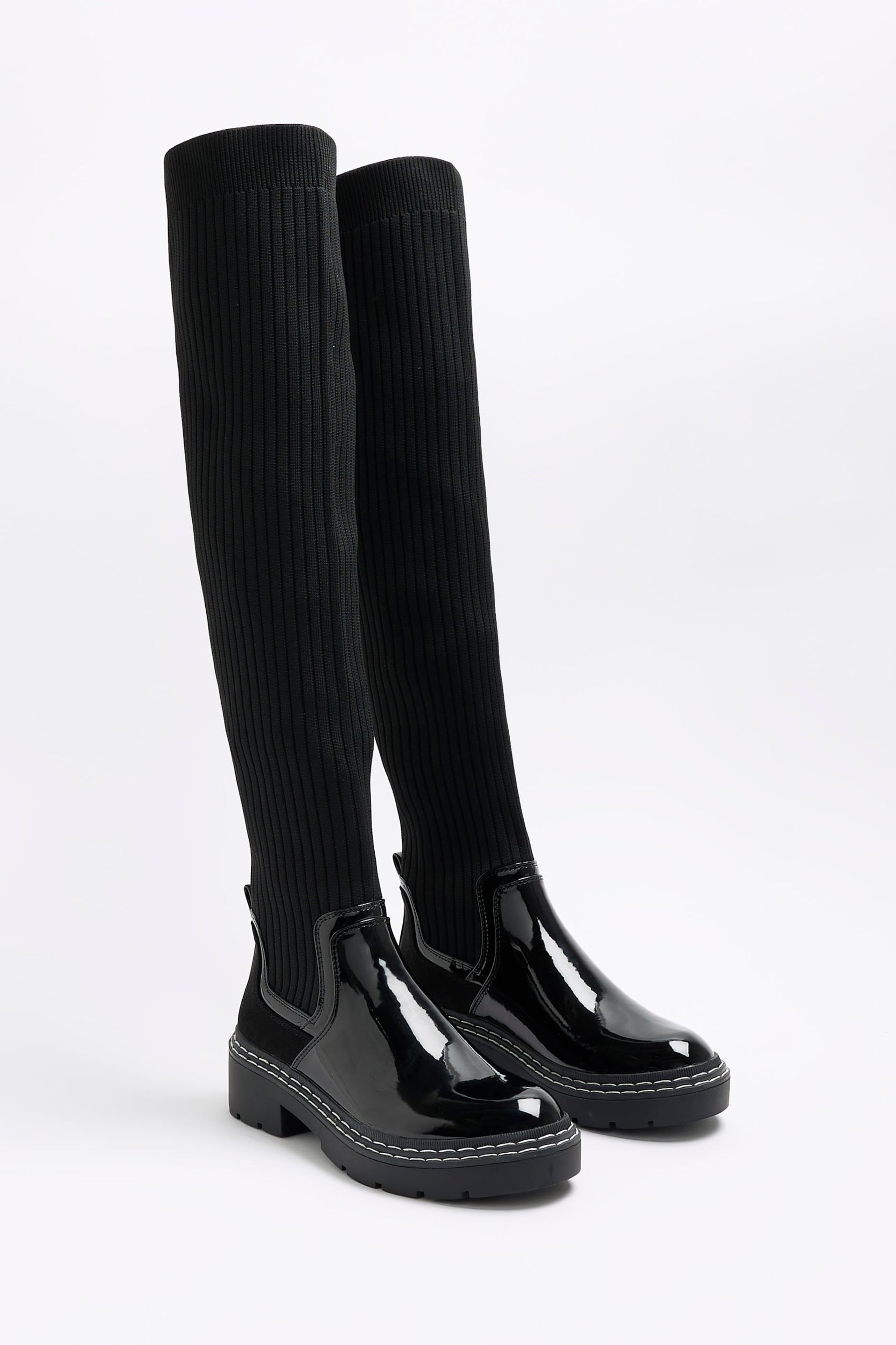 River Island Black Knit High Leg Boots - Image 3 of 5