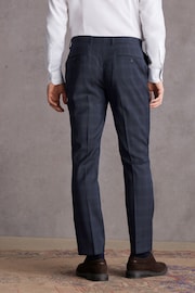 Navy Blue Slim Signature Italian Fabric Check Suit Trousers - Image 3 of 9