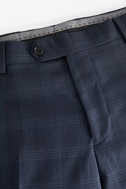 Navy Blue Slim Signature Italian Fabric Check Suit Trousers - Image 7 of 9