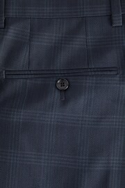 Navy Blue Slim Signature Italian Fabric Check Suit Trousers - Image 8 of 9