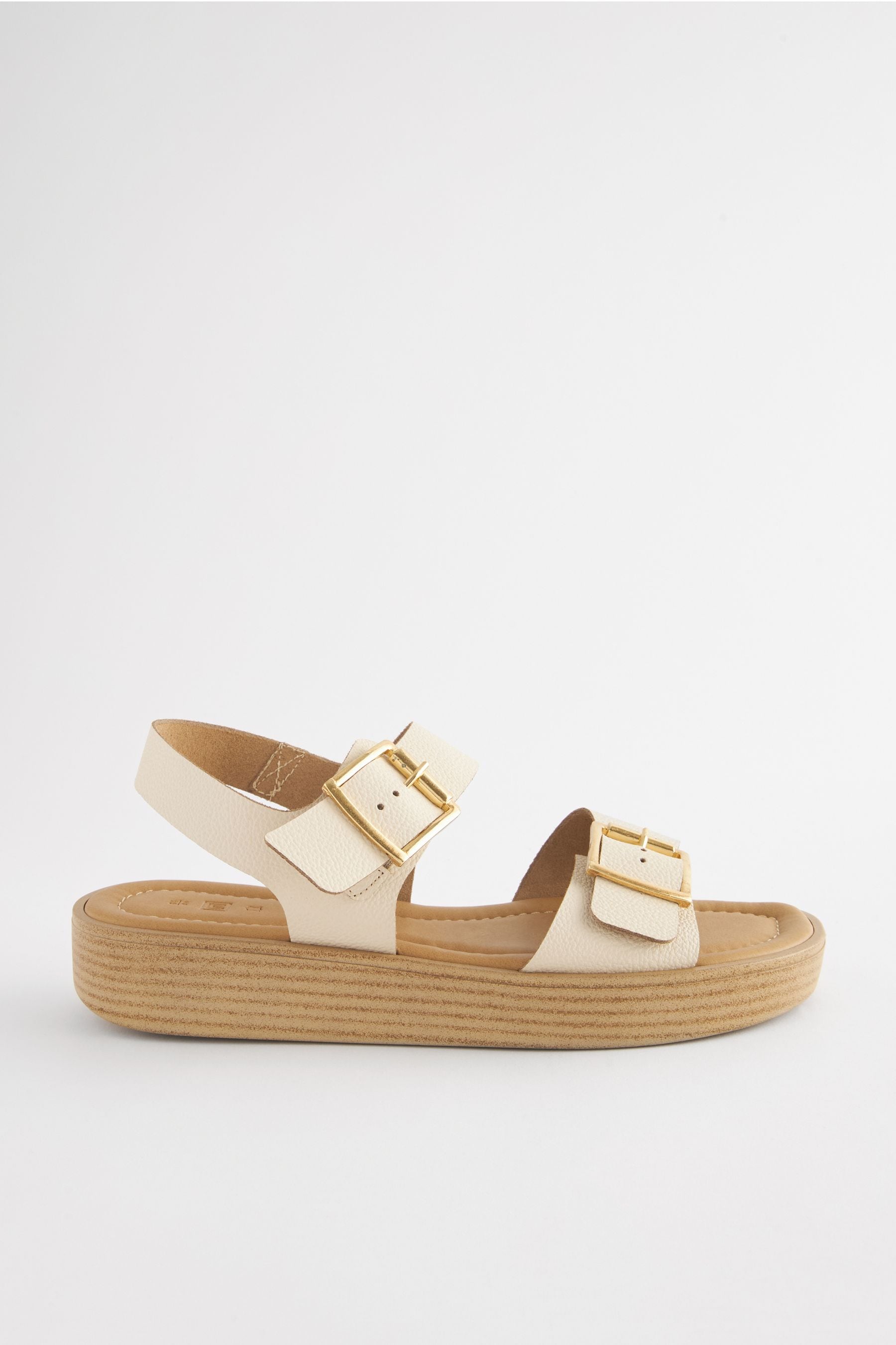 Buy Bone Regular Wide Fit Buckle Flatform Sandals from Next Luxembourg