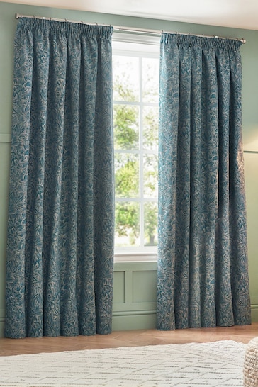 Wylder Nature Wedgewood Grantley Jacquard Pencil Pleat Curtains