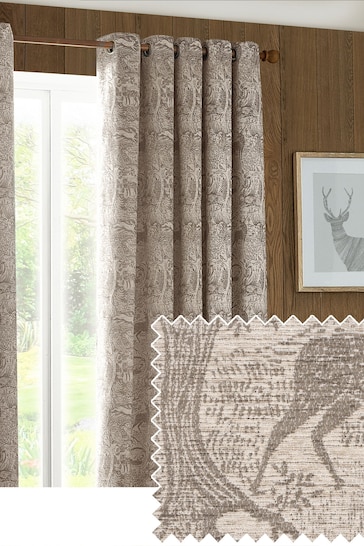 Furn Taupe Winter Woods Chenille Eyelet Curtains