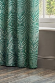 Paoletti Emerald Gatsby Jacquard Eyelet Curtains - Image 2 of 5