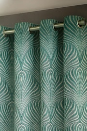 Paoletti Emerald Gatsby Jacquard Eyelet Curtains - Image 3 of 5