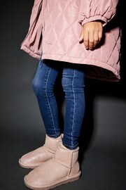 Pink Shimmer Short Warm Lined Water Repellent Suede Pull-On Boots - Image 2 of 8