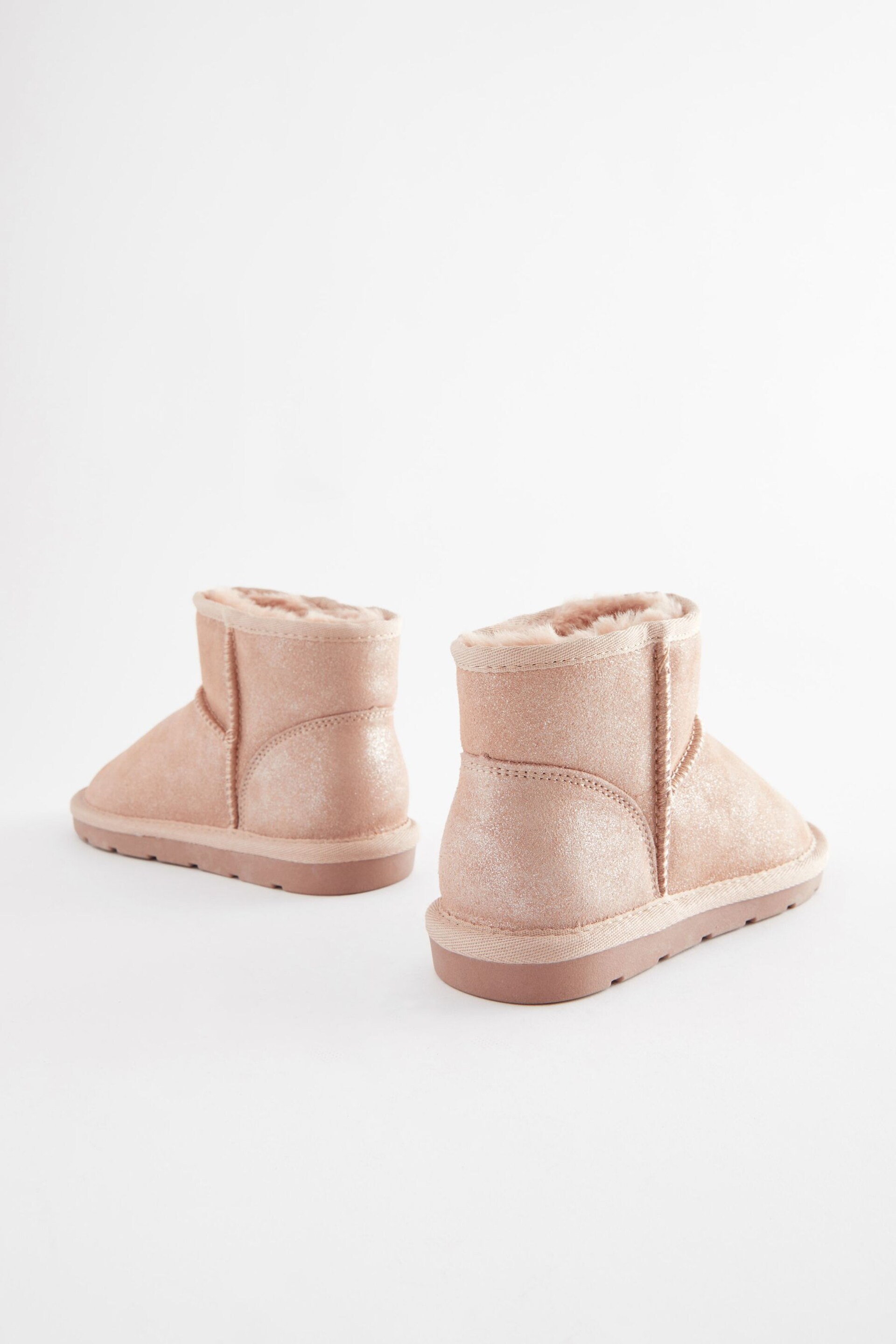 Pink Shimmer Short Warm Lined Water Repellent Suede Pull-On Boots - Image 6 of 8