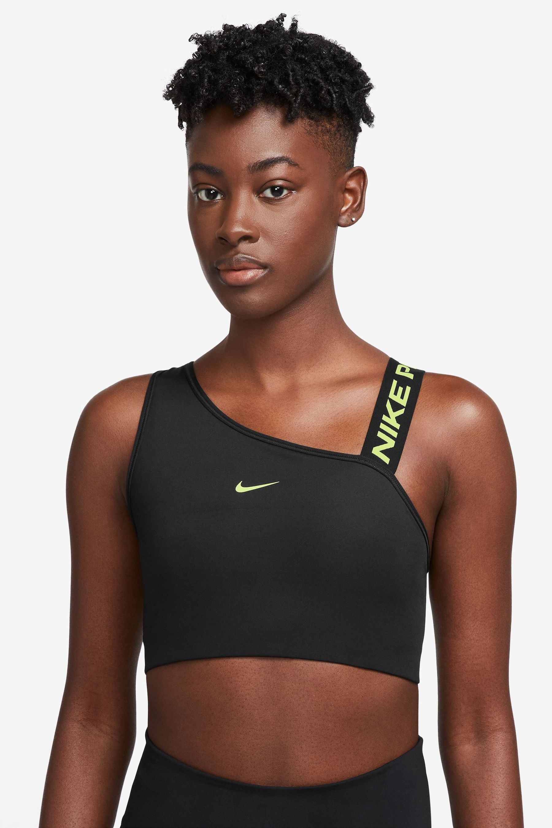 Buy Nike Black Medium Pro Swoosh Support Asymmetrical Sports Bra from Next Lithuania