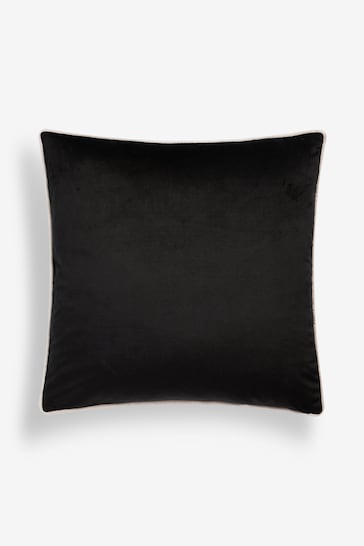 Black Matte Velvet Contrast Pipe 50 x 50cm Cushion