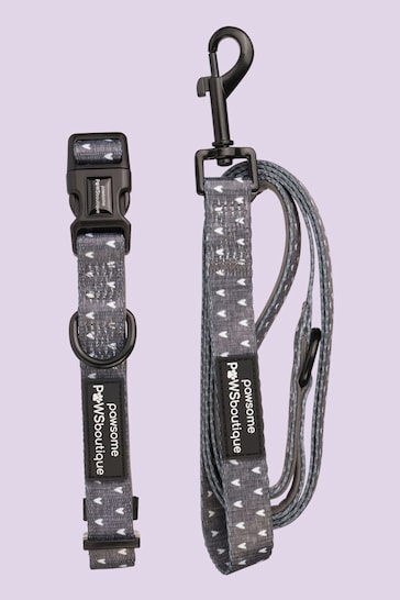 Pawsome Paws Boutique Black Dog Collar And Lead Set