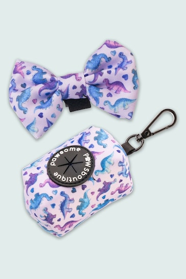 Pawsome Paws Boutique Purple Dog Poo Bag Holder And Bow Tie Set