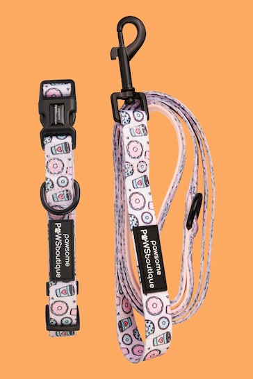 Pawsome Paws Boutique Pink Blue Dog Collar And Lead Set