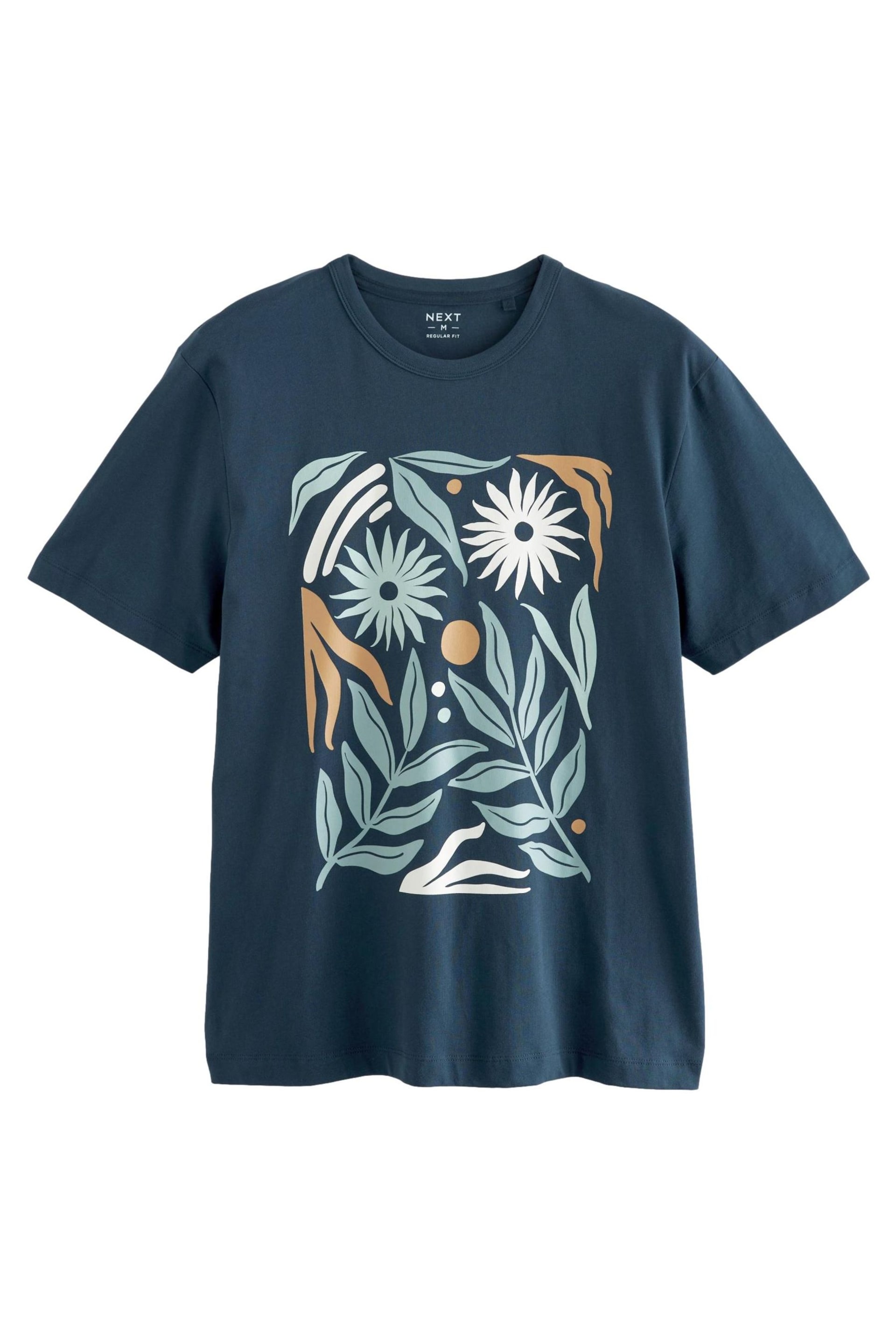 Navy Botanical Print T-Shirts - Image 6 of 8