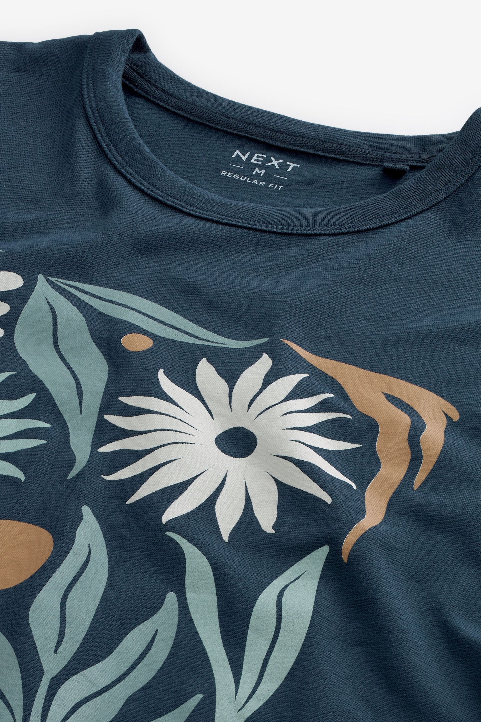 Navy Botanical Print T-Shirts - Image 7 of 8