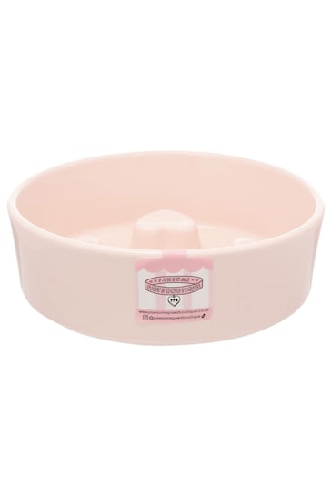 Pawsome Paws Boutique Pink Ceramic Slow Dog Feeder Bowl
