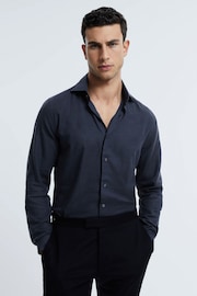 Reiss Navy Croydon Italian Cotton Cashmere Shirt - Image 1 of 6