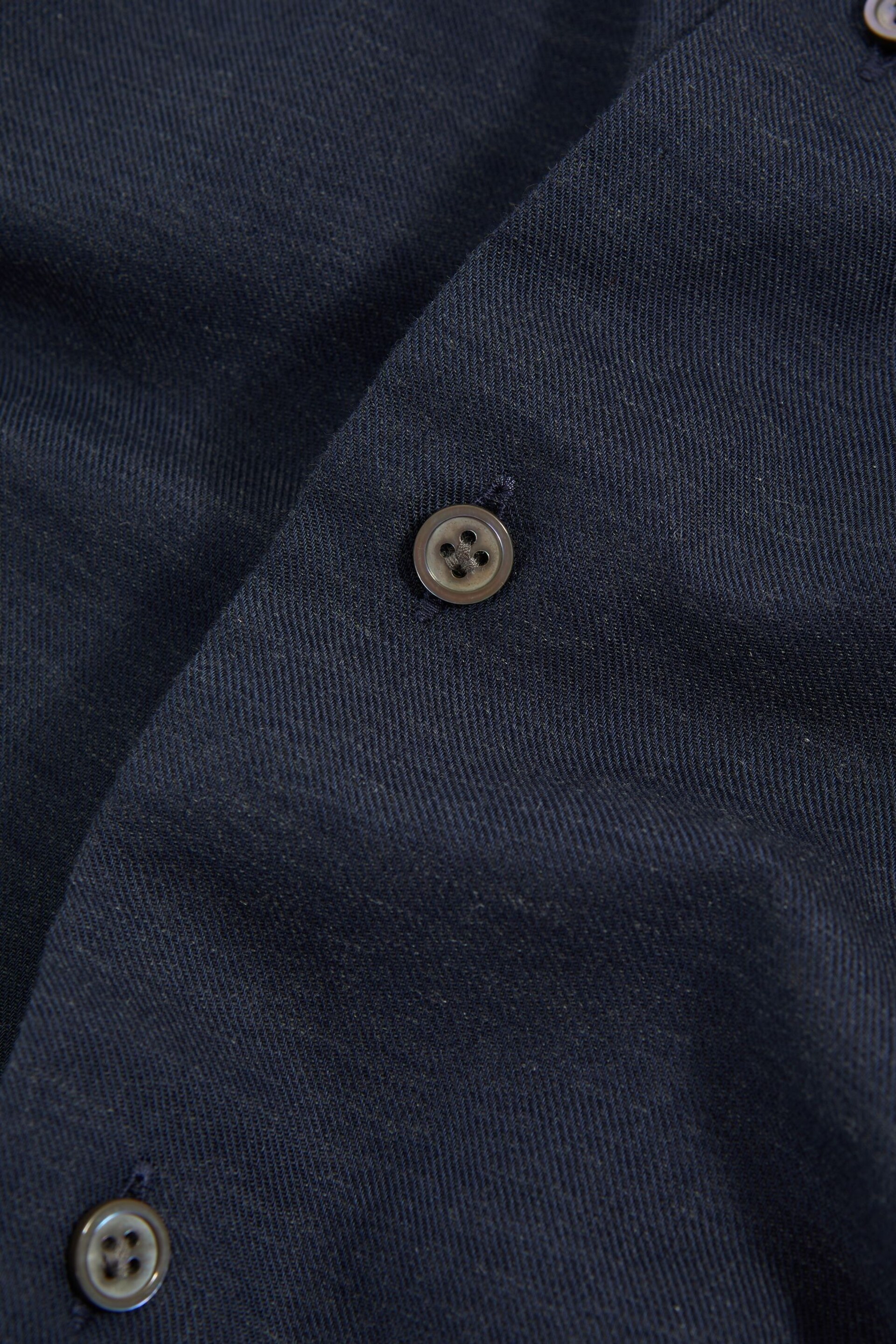 Reiss Navy Croydon Italian Cotton Cashmere Shirt - Image 6 of 6