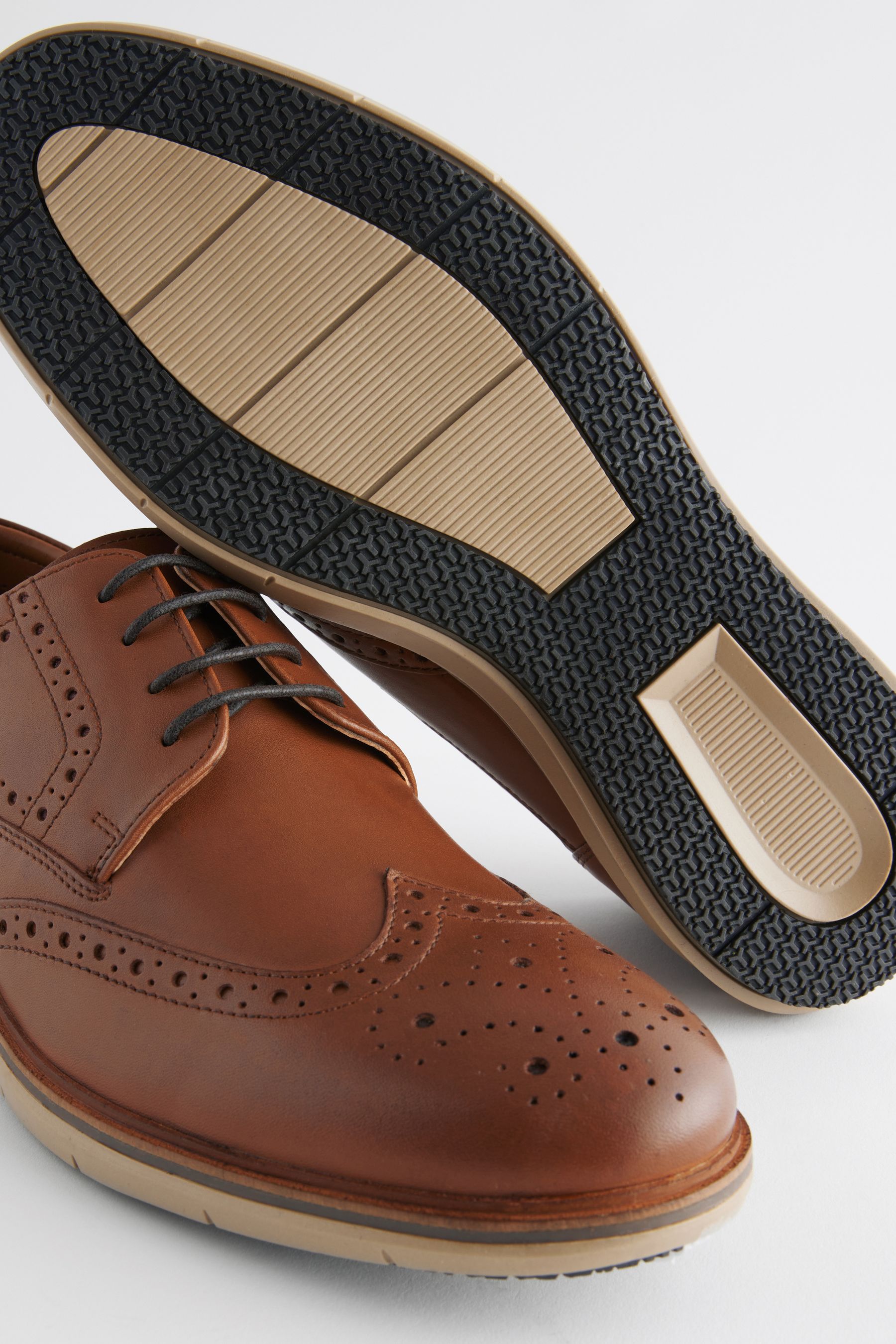 Buy Tan Brown Leather Wedge Brogue Shoes from the Next UK online shop
